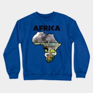 Africa Wildlife Continent Collage Crewneck Sweatshirt